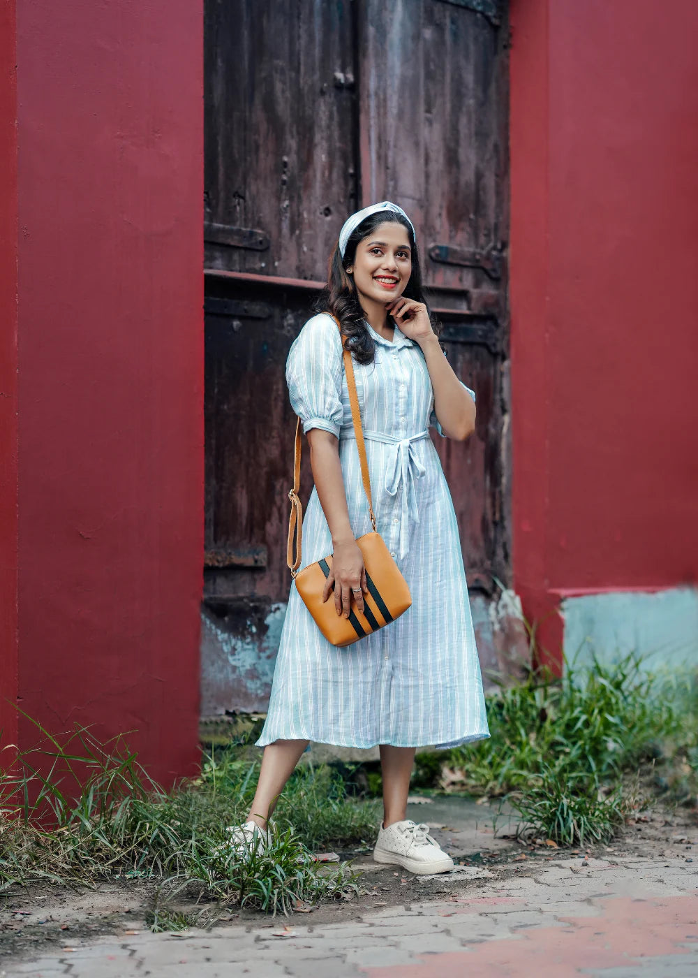 blue and white striped dress women Maxi With Open Back seam hip pockets Shell Mavi Women's Tie-Waist Mini Shirtdress