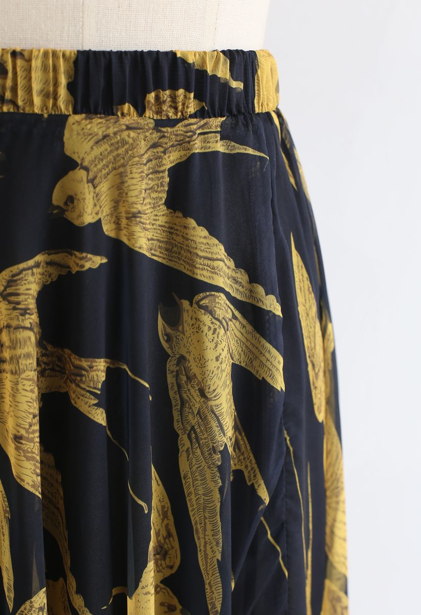 The Midnight Gold Abstract Maxi Skirt