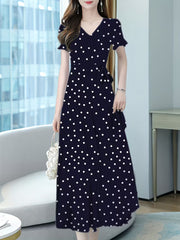 Midnight Navy Polka Grace  Dress