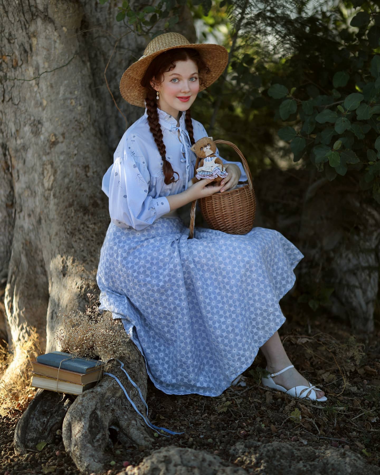 Elegant Women’s Light Blue Floral Print Midi Skirt with High Waist Elastic Band Soft Flared A Line Silhouette for Casual Office & Daily Wear