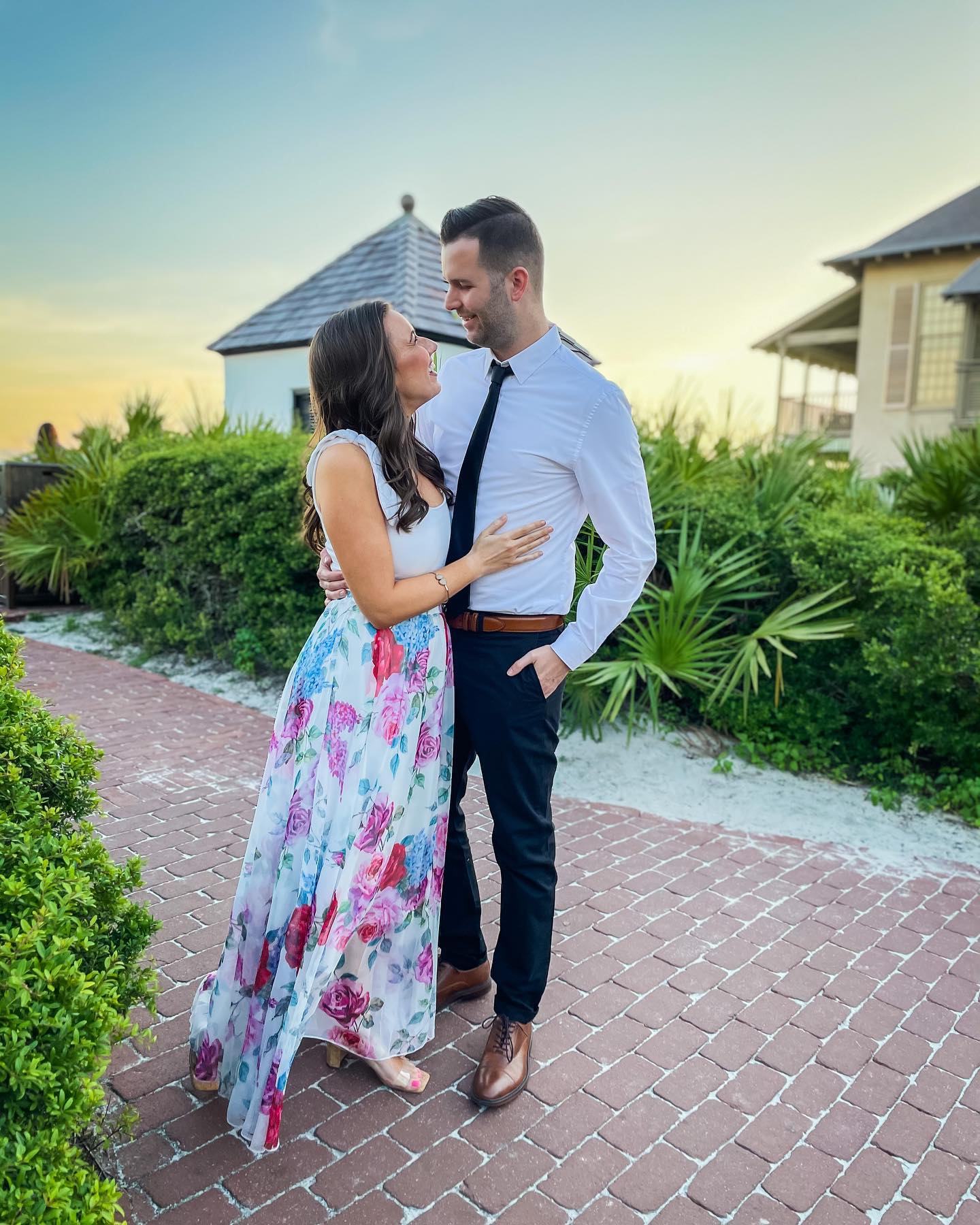 White rose and hydrangea floral chiffon maxi skirt elastic waist