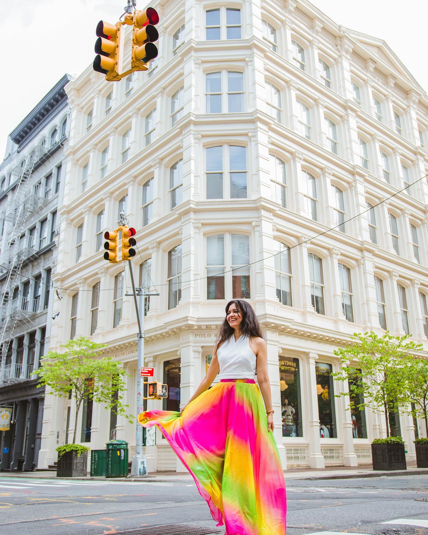 Sunset Garden Multicolor Ombre Printed Women Maxi Skirt