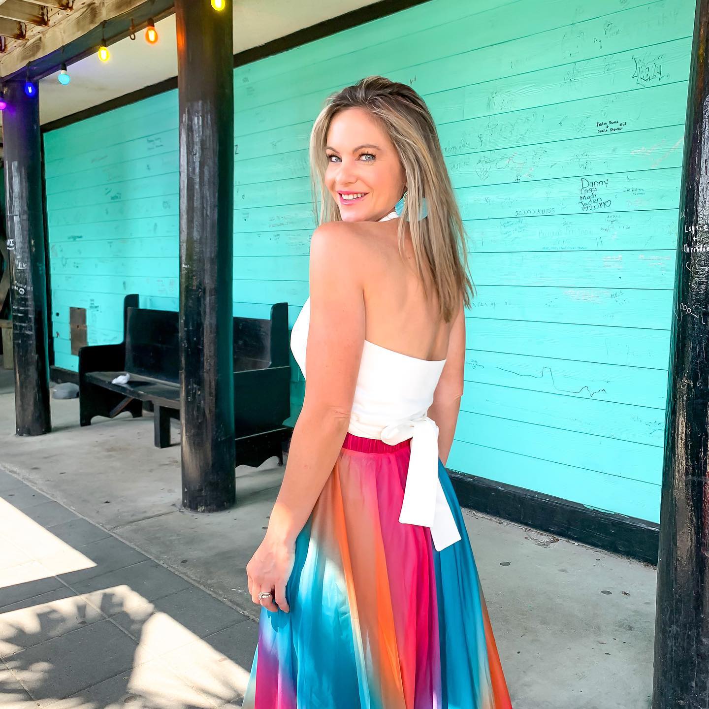 Women Ivory Citrus Bloom Printed Maxi Skirt
