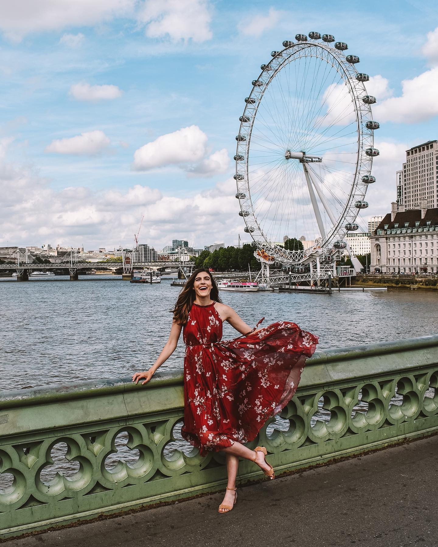 Elegant Wine Floral Printed Poly Chiffon Maxi Dress with Halter Neckline & Flowing Silhouette for Summer Brunch  Resort