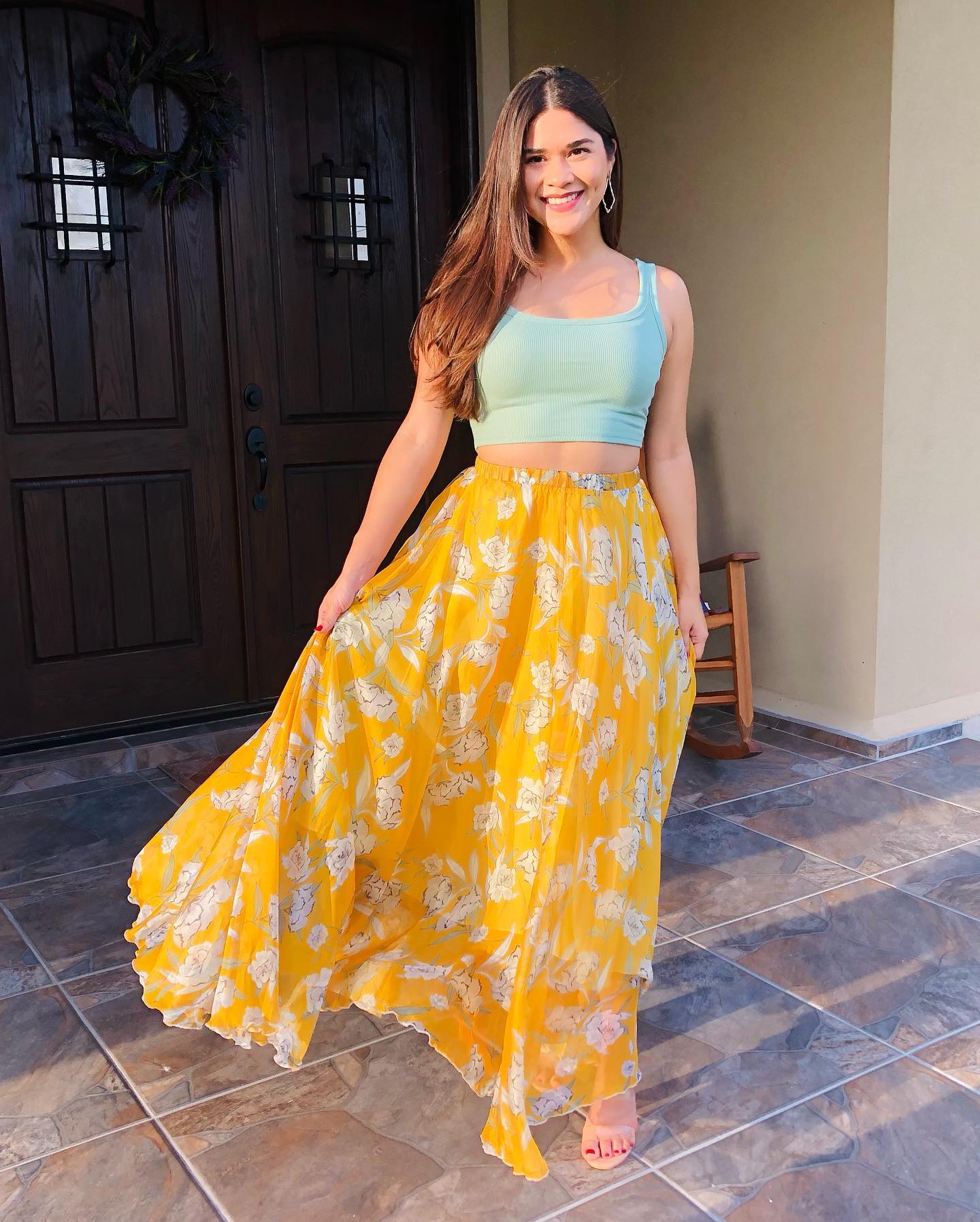Golden Meadow Floral Georgette Maxi Skirt for Women Featuring a Gentle Flow Lightweight Comfort, and Feminine Charm