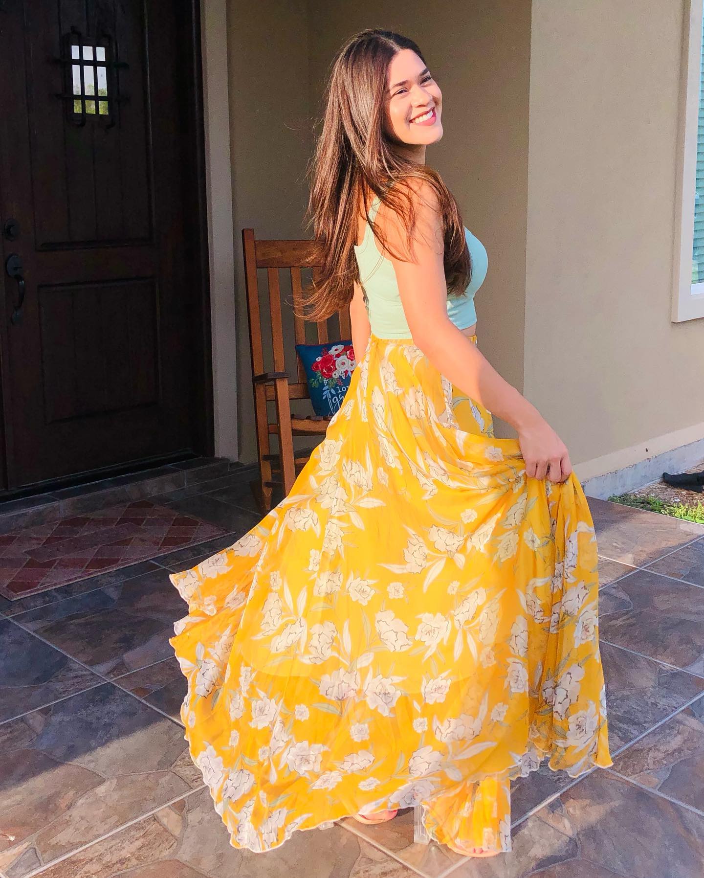Golden Meadow Floral Georgette Maxi Skirt for Women Featuring a Gentle Flow Lightweight Comfort, and Feminine Charm