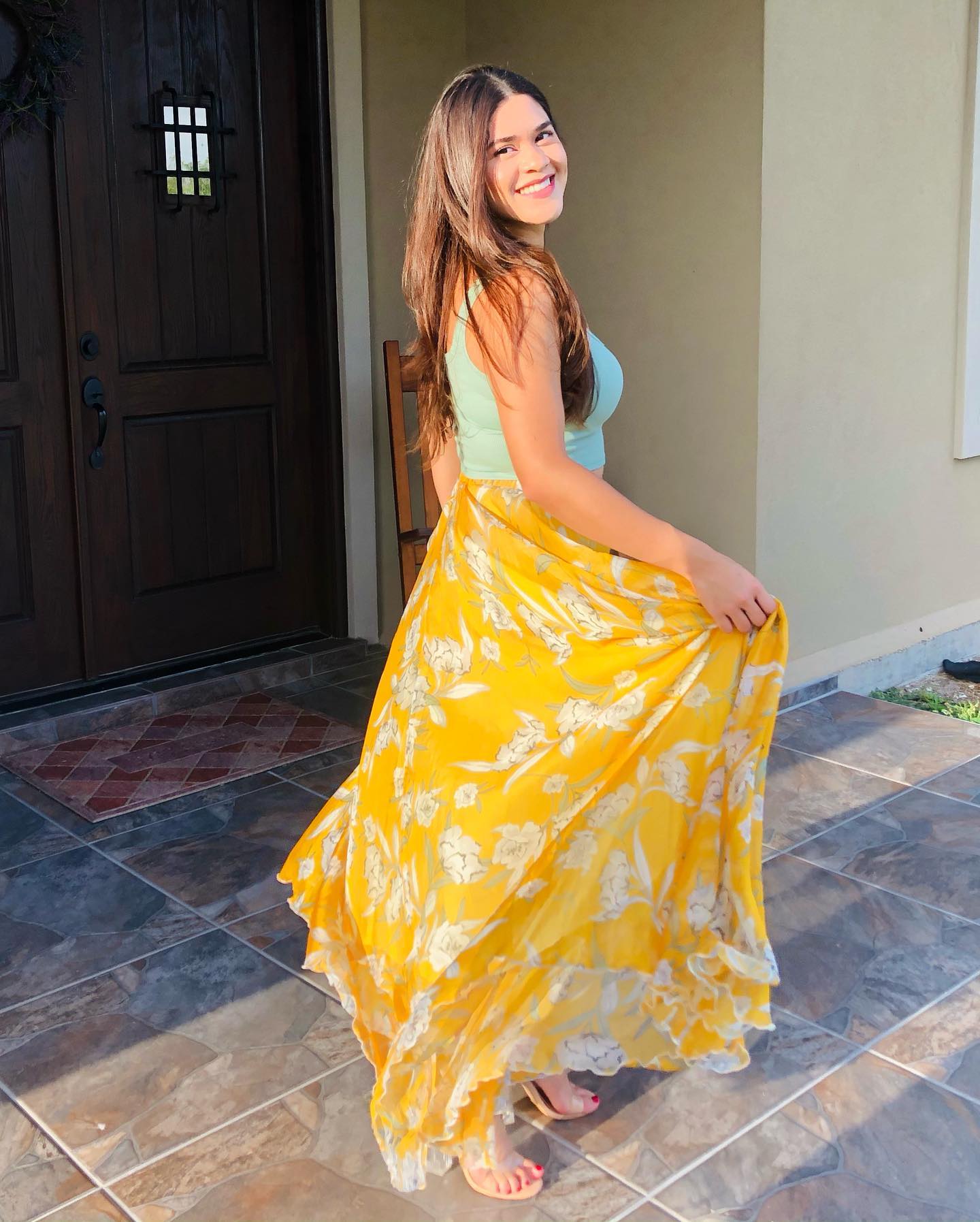 Golden Meadow Floral Georgette Maxi Skirt for Women Featuring a Gentle Flow Lightweight Comfort, and Feminine Charm