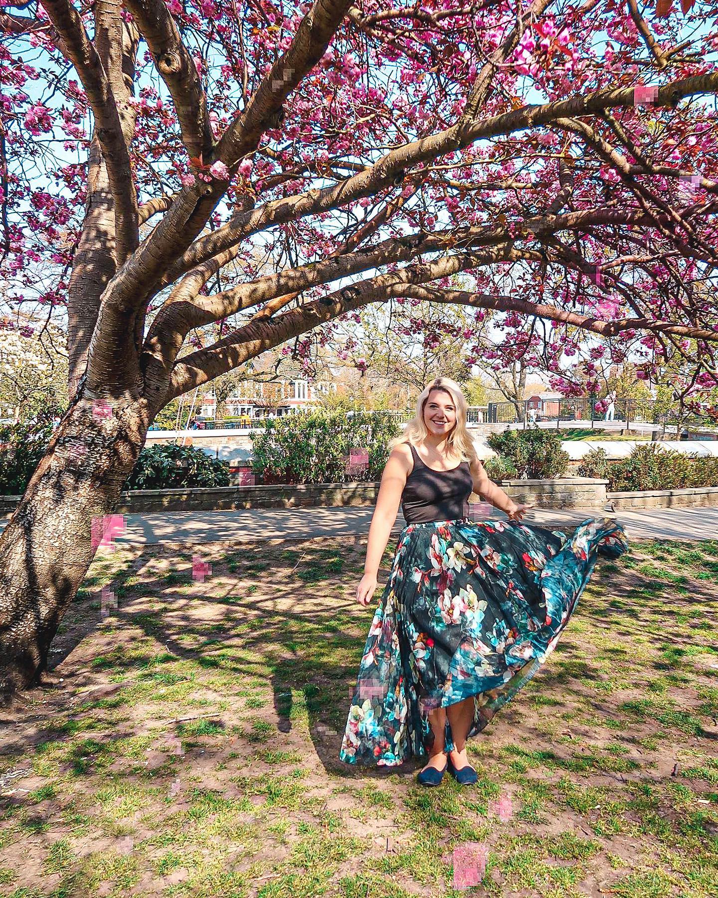 Women Midnight Floral Chiffon Maxi Skirt