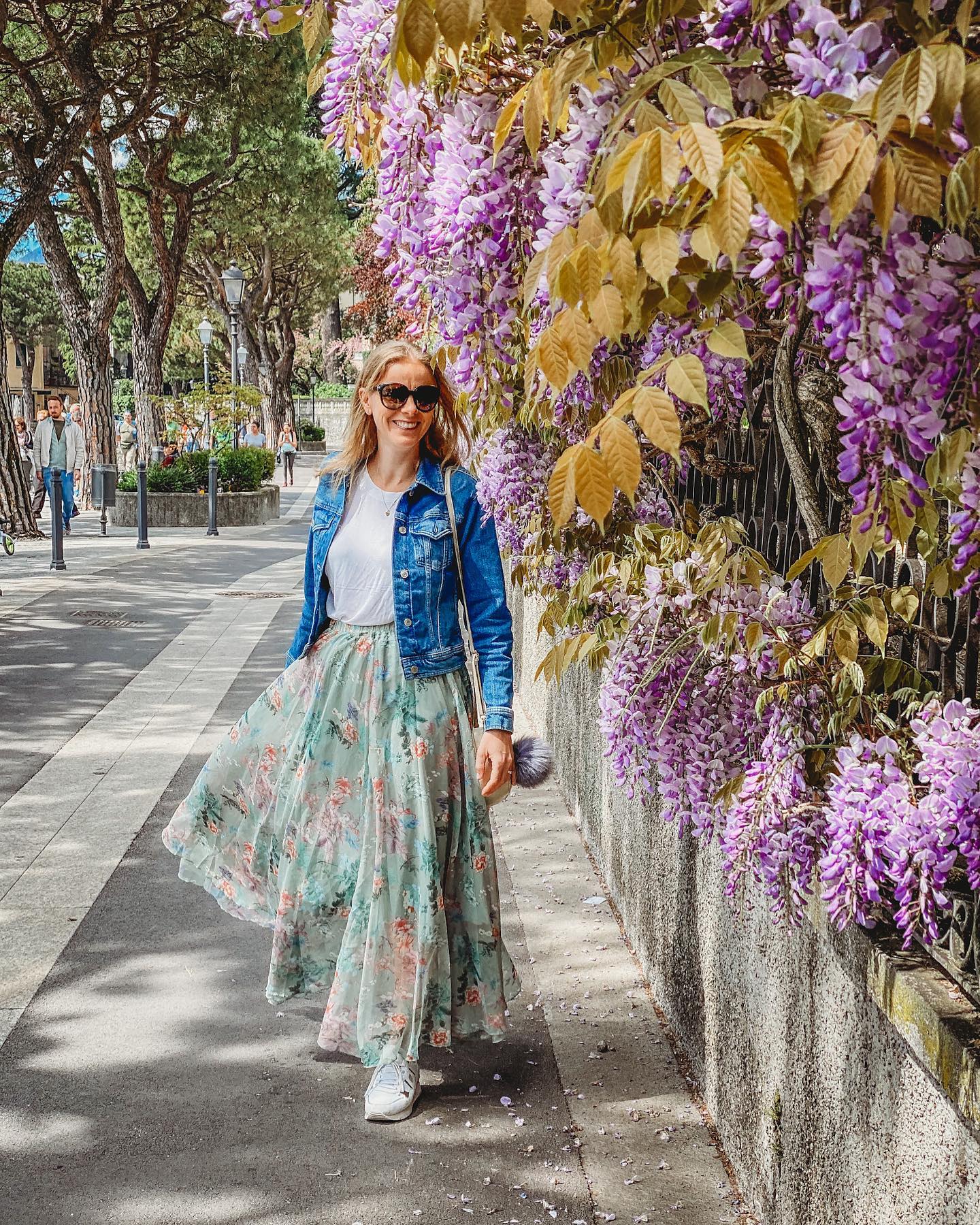 Women Sage Mist Floral Printed Maxi Skirt with Soft Pastel Shades Lightweight Flow and Comfortable Flared Silhouette