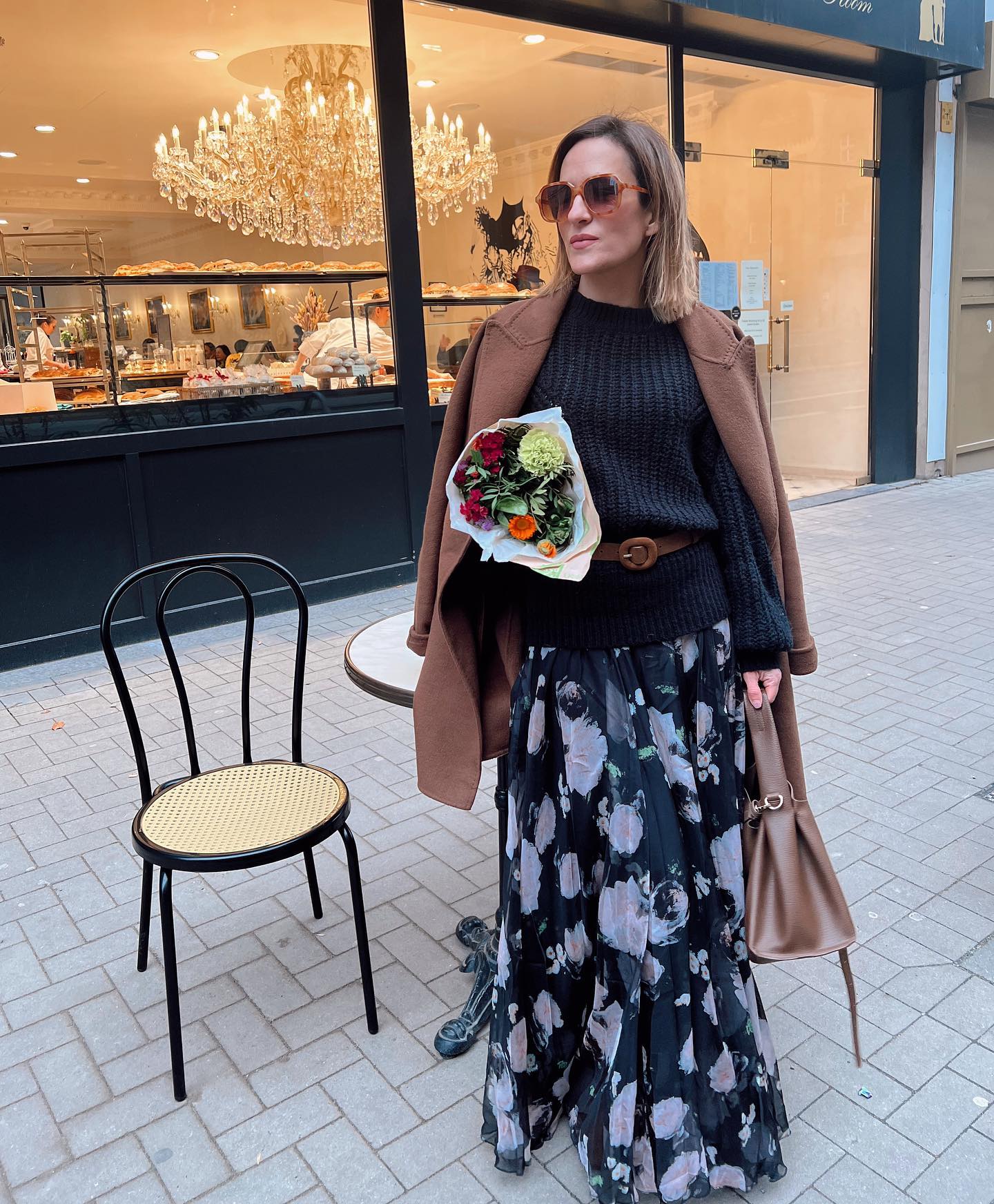 Women Midnight Blue Blossom Floral Printed Maxi Skirt with Lightweight Flowing Fabric and Graceful, Comfortable Fit