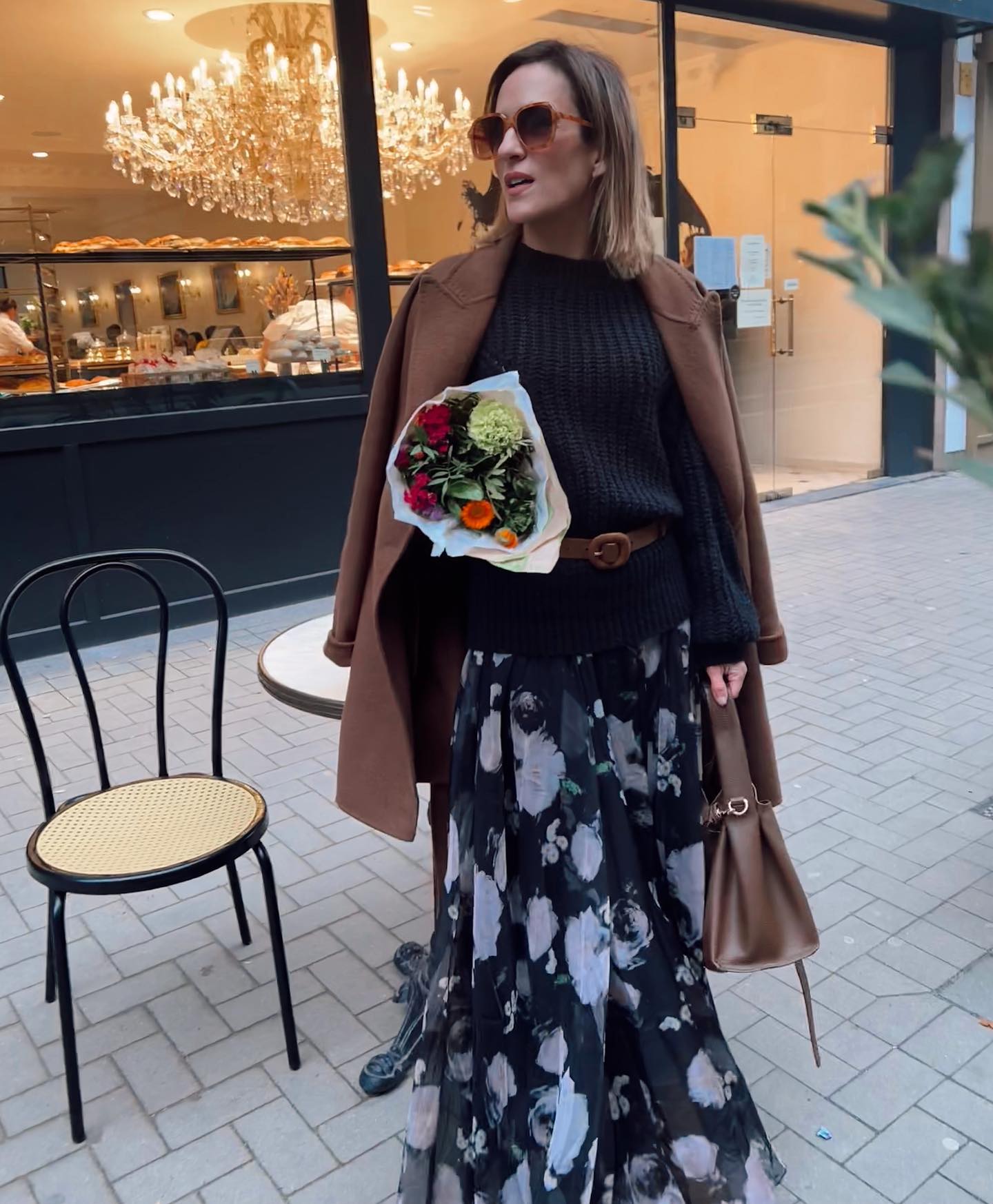 Women Midnight Blue Blossom Floral Printed Maxi Skirt with Lightweight Flowing Fabric and Graceful, Comfortable Fit