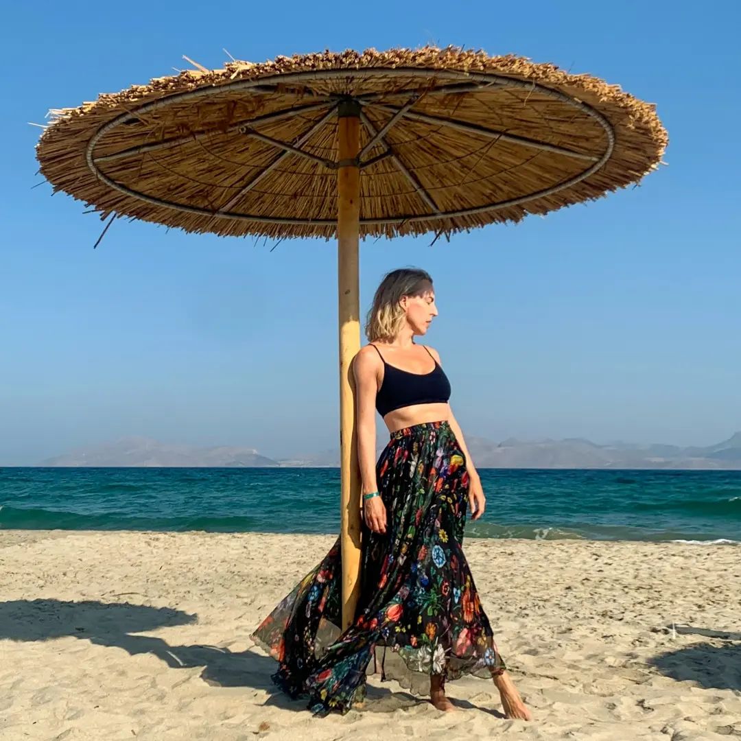 Black Tropical Garden Floral Georgette Maxi Skirt