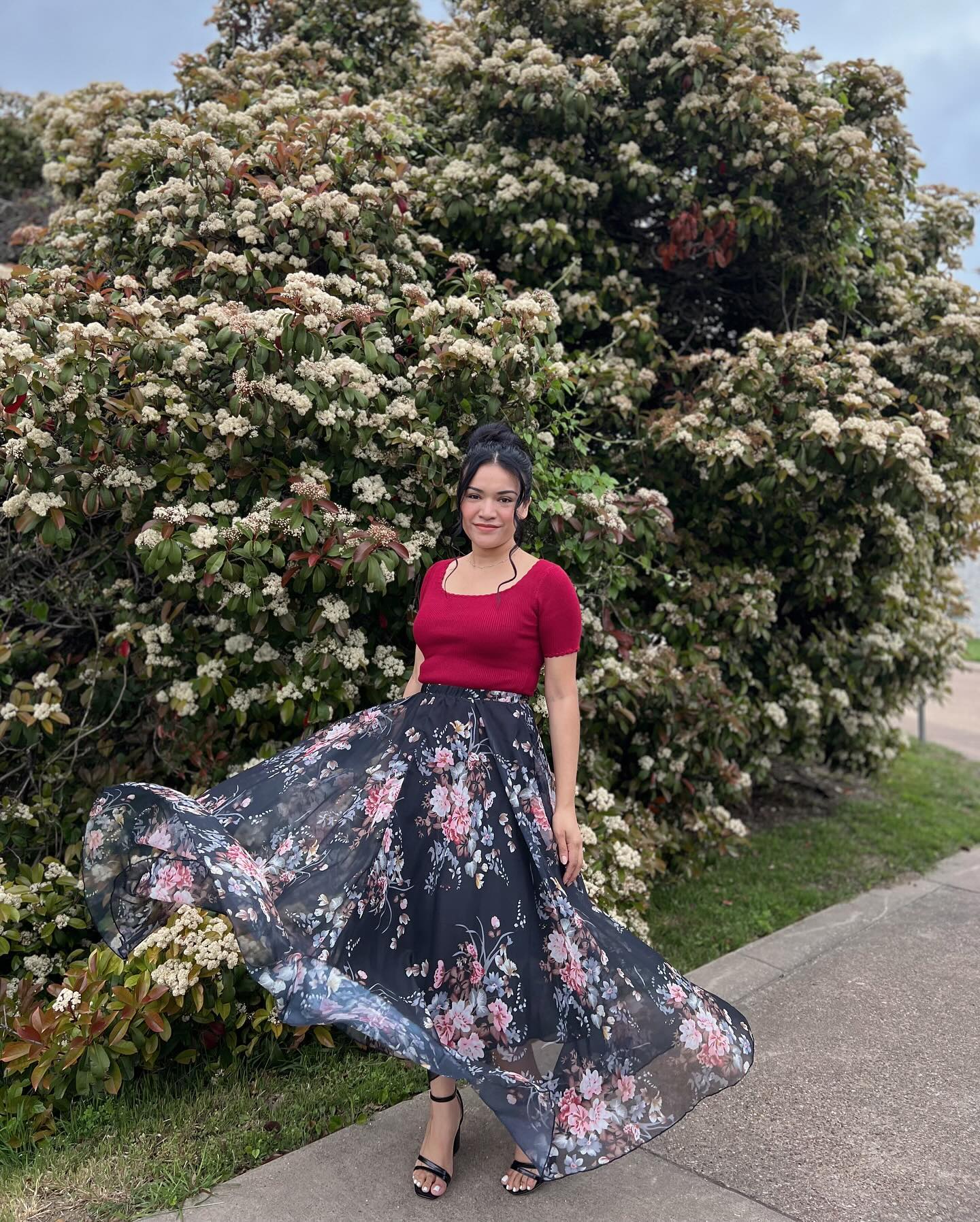 Midnight Bloom Floral Georgette Maxi Skirt for Women Lightweight Airy and Perfectly Flowing for Casual Festive  or Evening Occasions