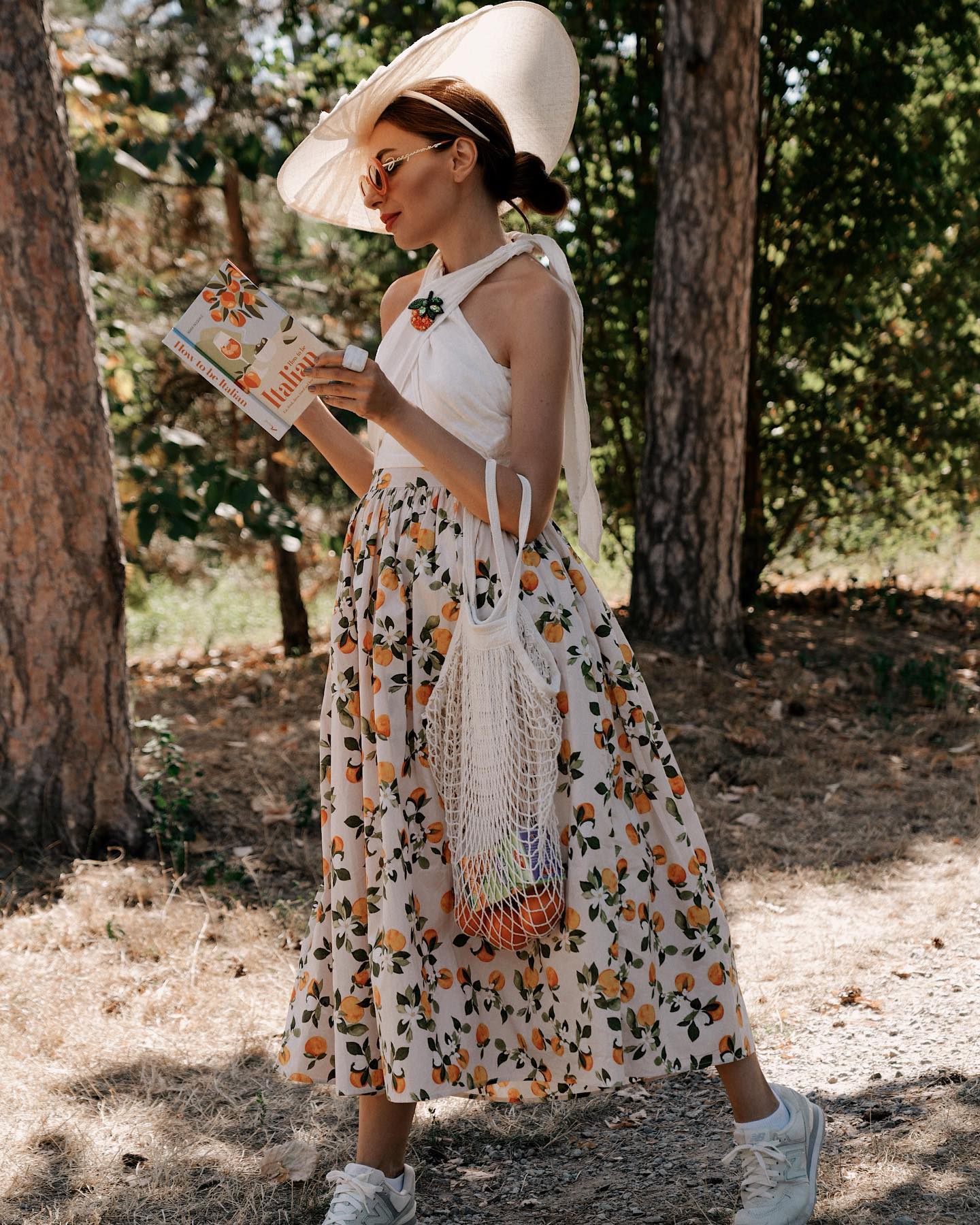 Women Citrus Bloom Ivory Lemon Floral Printed Maxi Skirt