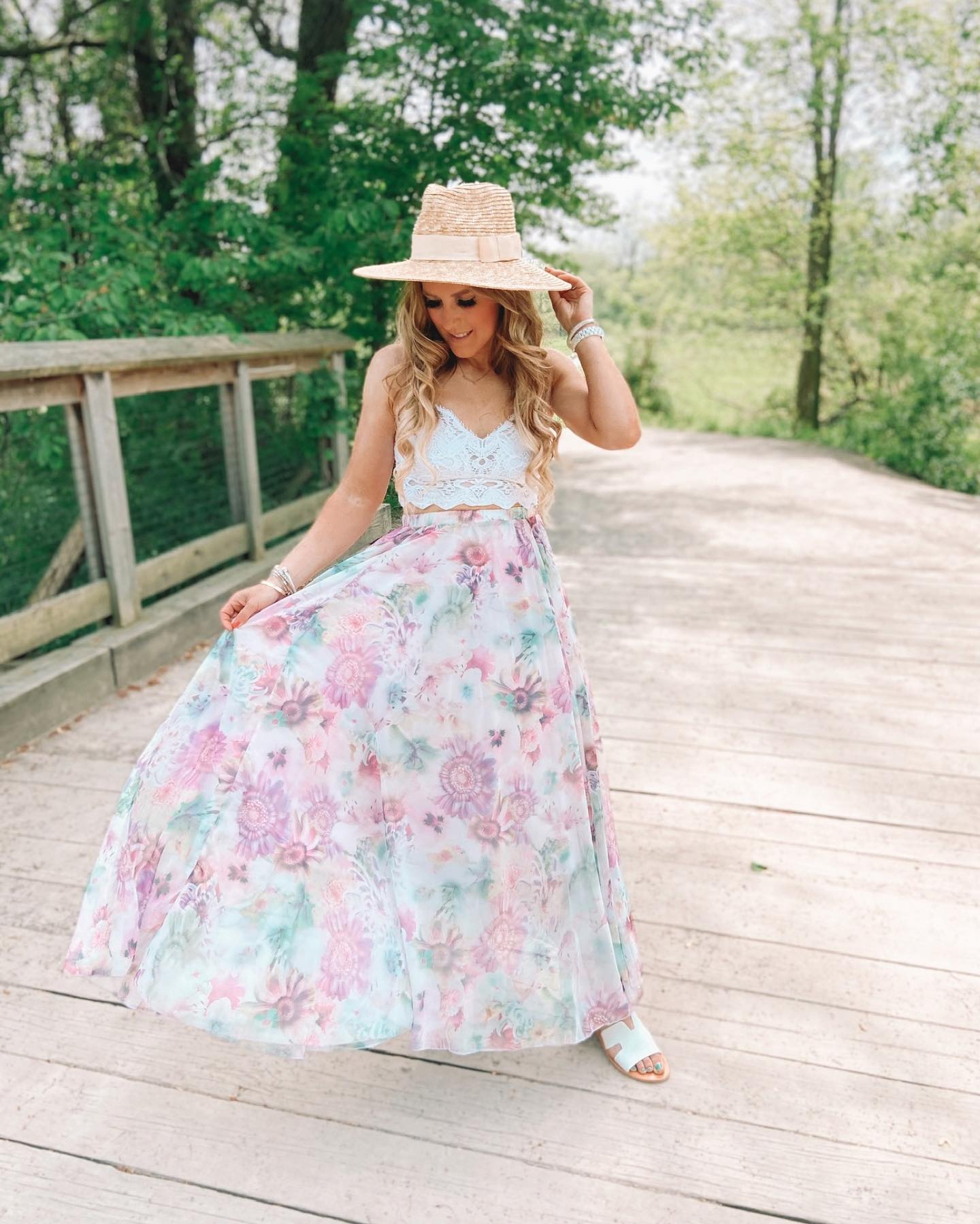 The Pastel Meadow Floral Maxi Skirt