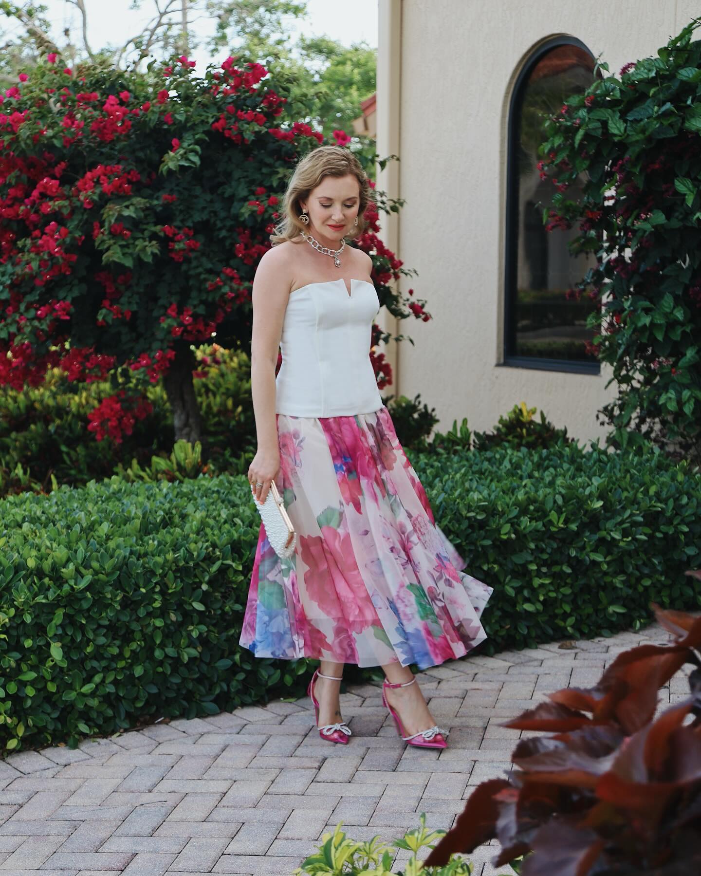 Luxury Women’s Multicolor Floral Print Mesh Midi Skirt with High Waist Elastic Band Soft Sheer Overlay and Elegant A Line Flow for Party Casual & Occasion Wear