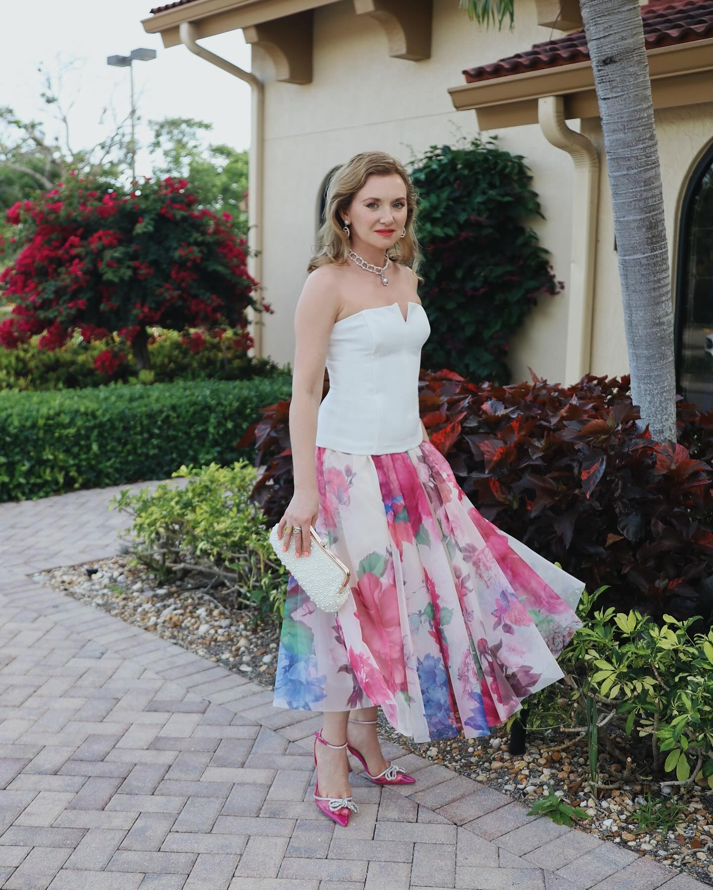 Luxury Women’s Multicolor Floral Print Mesh Midi Skirt with High Waist Elastic Band Soft Sheer Overlay and Elegant A Line Flow for Party Casual & Occasion Wear