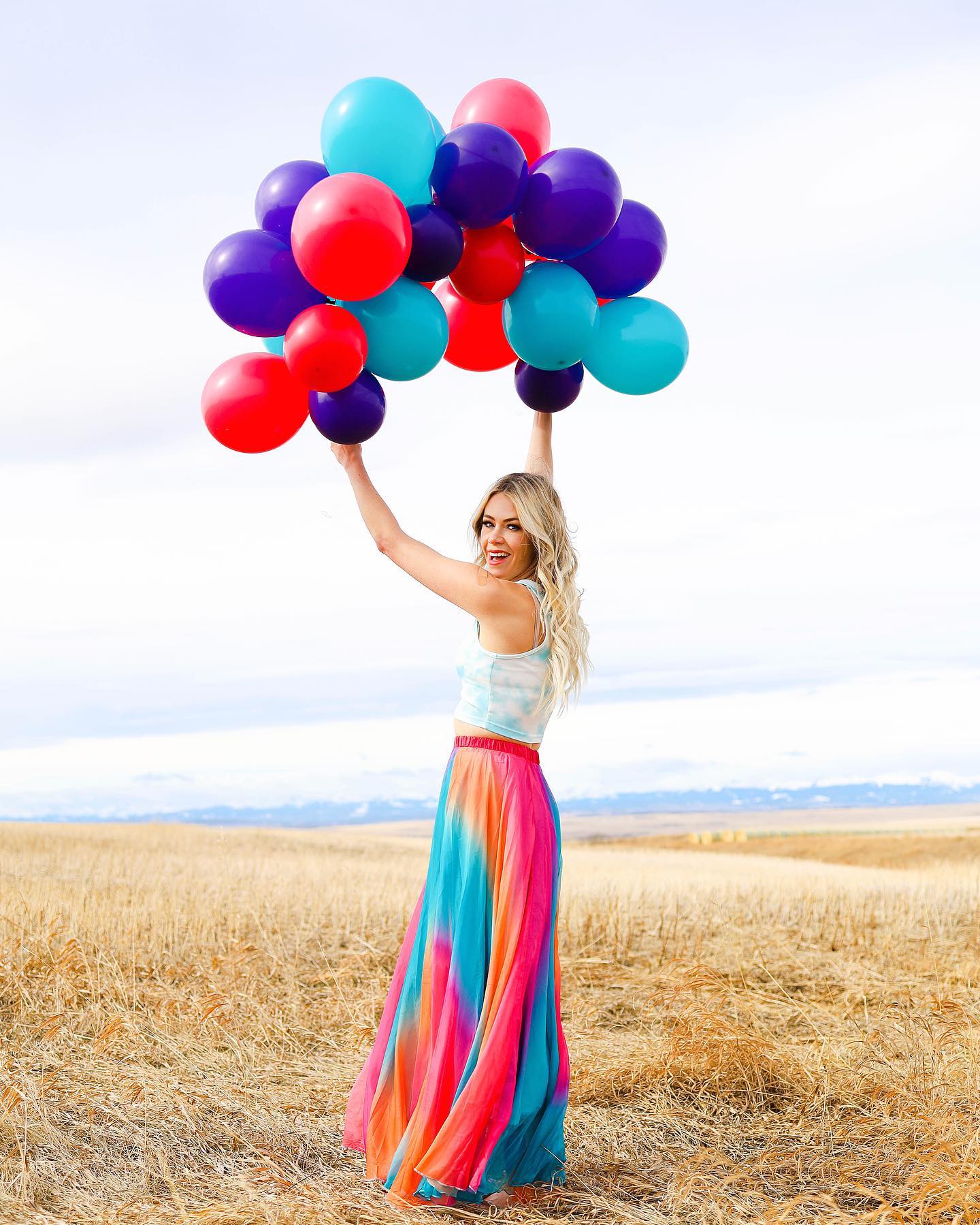 Women Ivory Citrus Bloom Printed Maxi Skirt