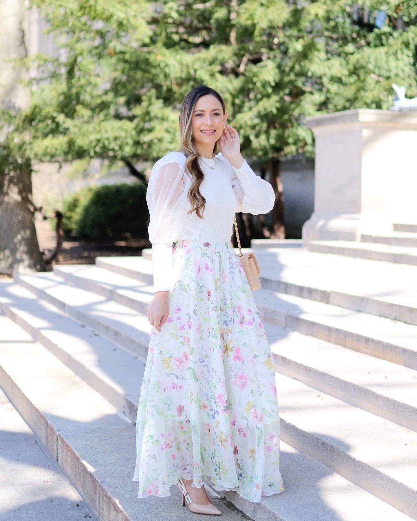 Ivory Garden Whisper Floral Maxi Skirt