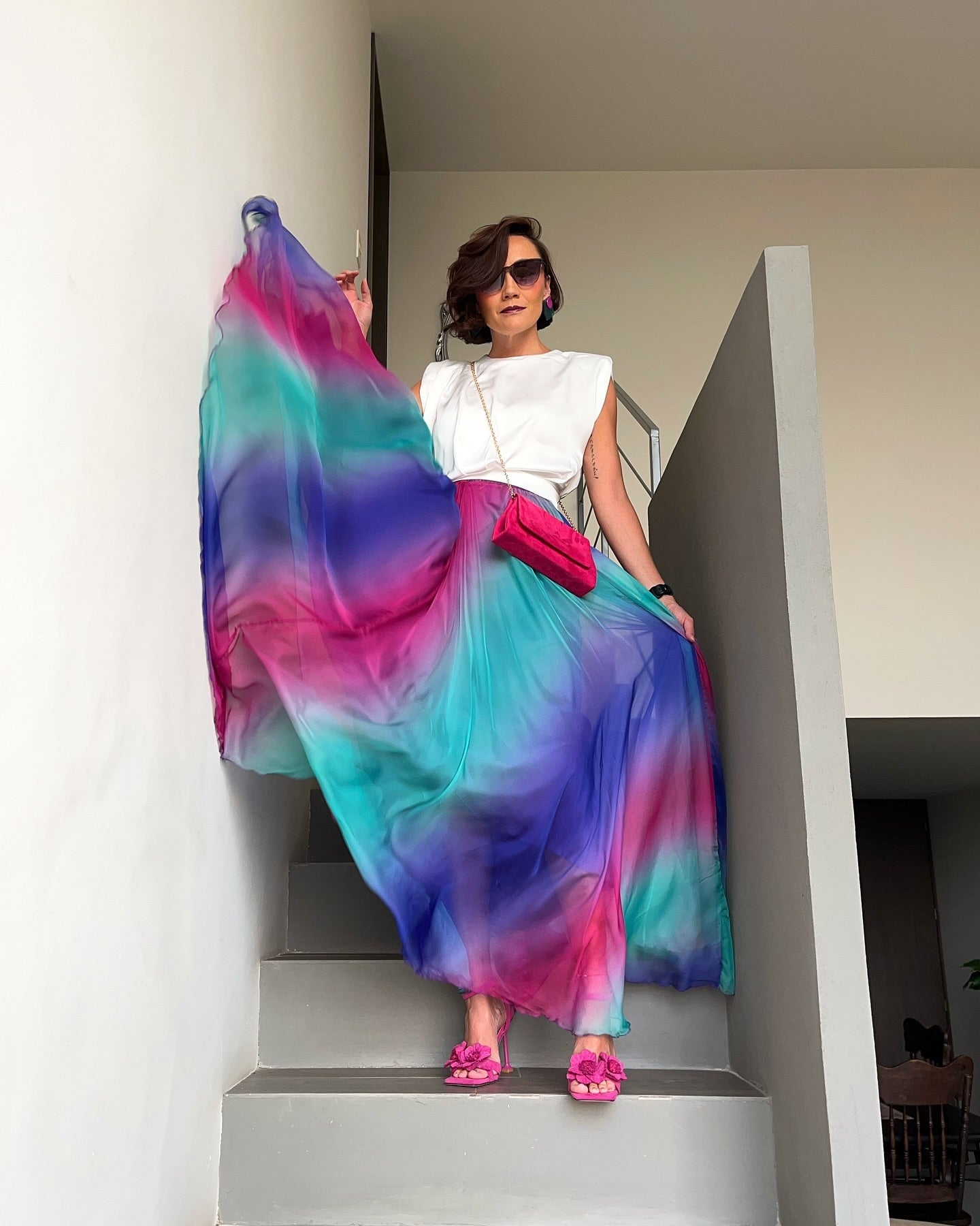 Aurora Multicolor Ombre Printed  Lightweight & Flowing