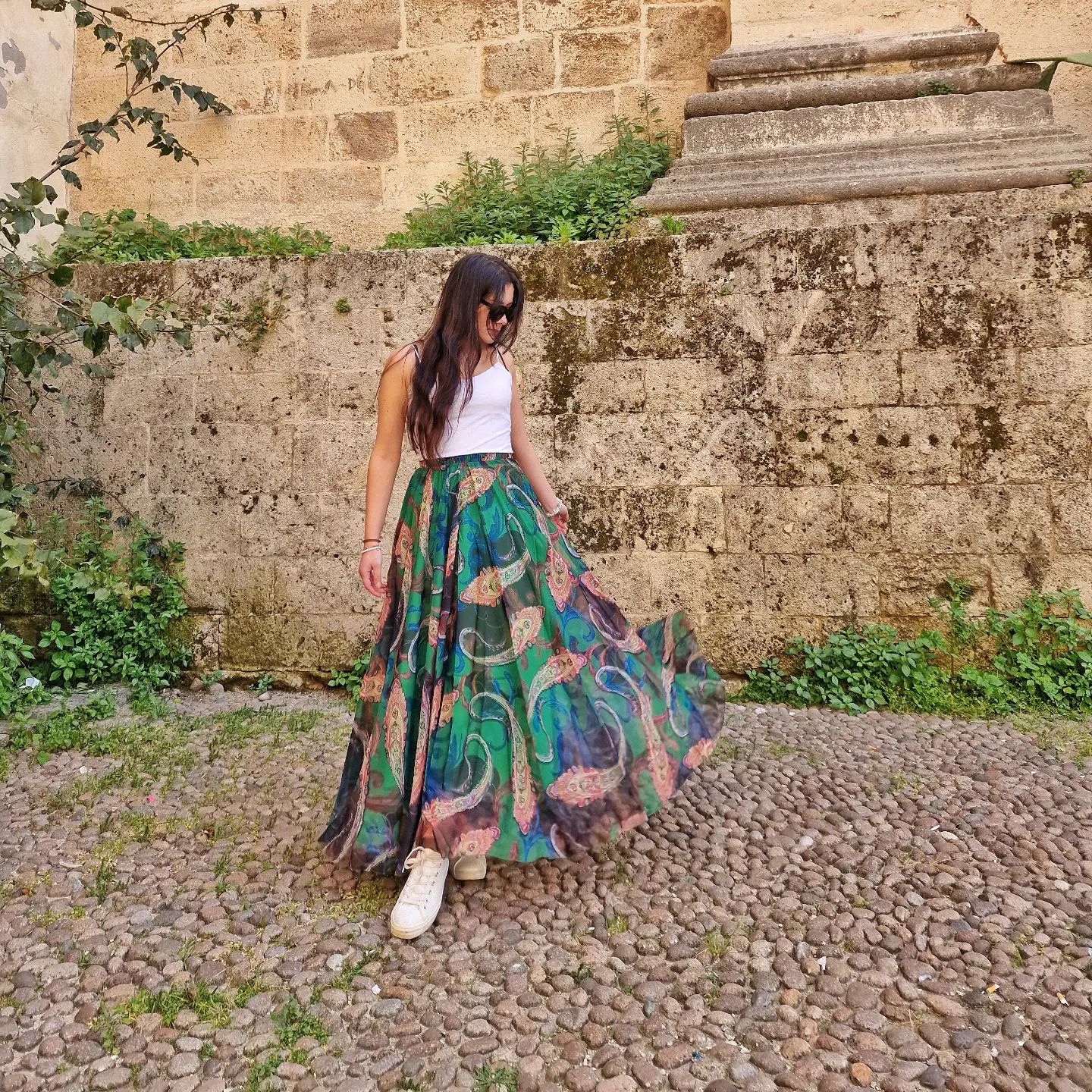 Emerald Green Paisley Printed Women Skirt in Lightweight Fabric with an Effortless Flow and Elegant Movement