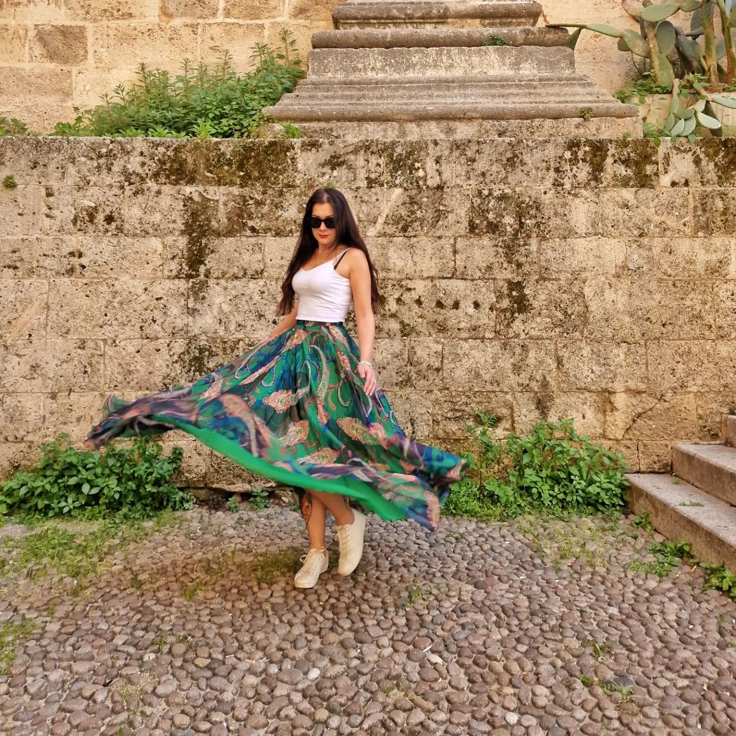 Emerald Green Paisley Printed Women Skirt in Lightweight Fabric with an Effortless Flow and Elegant Movement