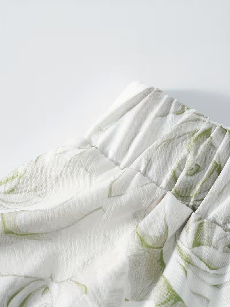 Classic White Rose Floral Women’s Long Skirt