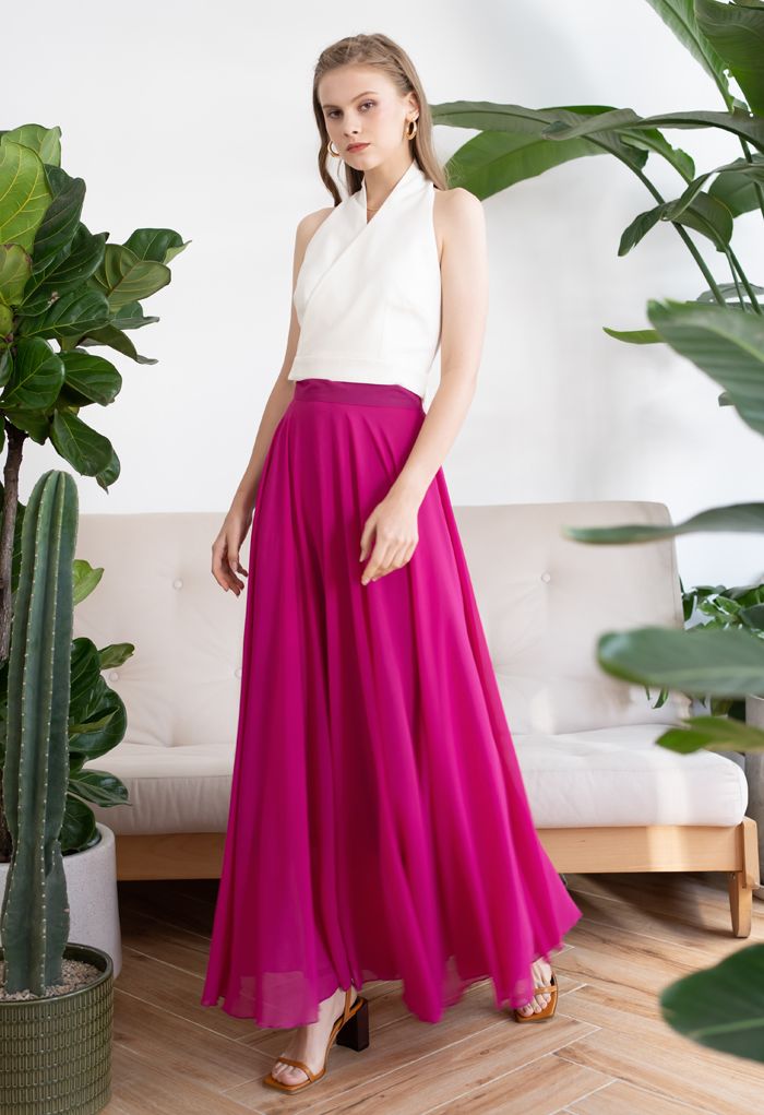 Timeless Favorite Chiffon Maxi Skirt in Magenta