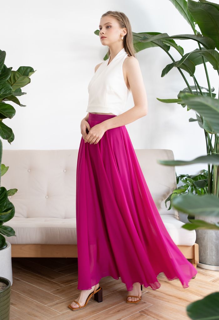 Timeless Favorite Chiffon Maxi Skirt in Magenta