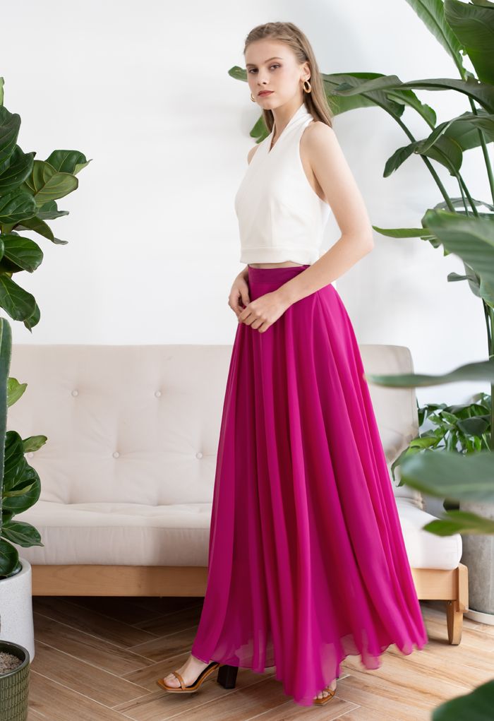 Timeless Favorite Chiffon Maxi Skirt in Magenta