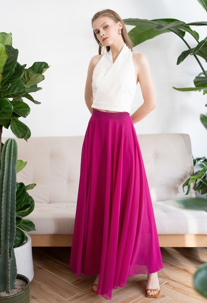 Timeless Favorite Chiffon Maxi Skirt in Magenta