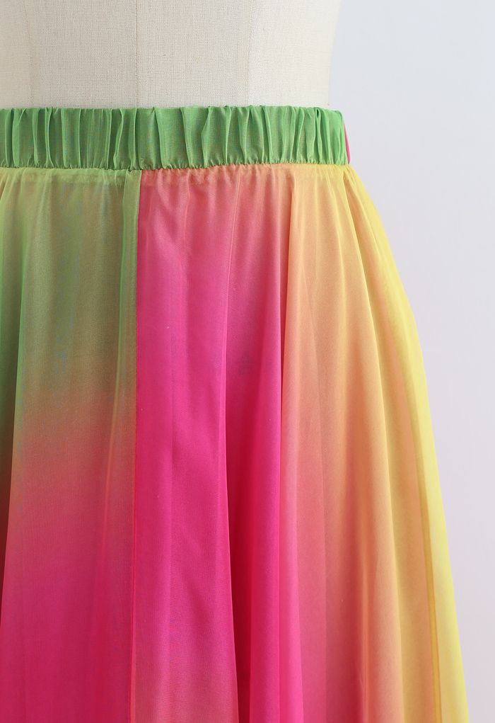 Sunset Garden Multicolor Ombre Printed Women Maxi Skirt