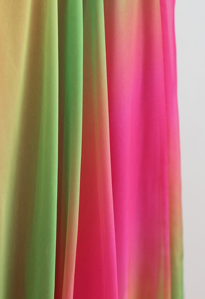 Sunset Garden Multicolor Ombre Printed Women Maxi Skirt