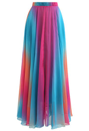 Women Ivory Citrus Bloom Printed Maxi Skirt