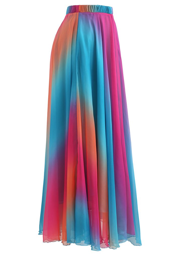 Women Ivory Citrus Bloom Printed Maxi Skirt