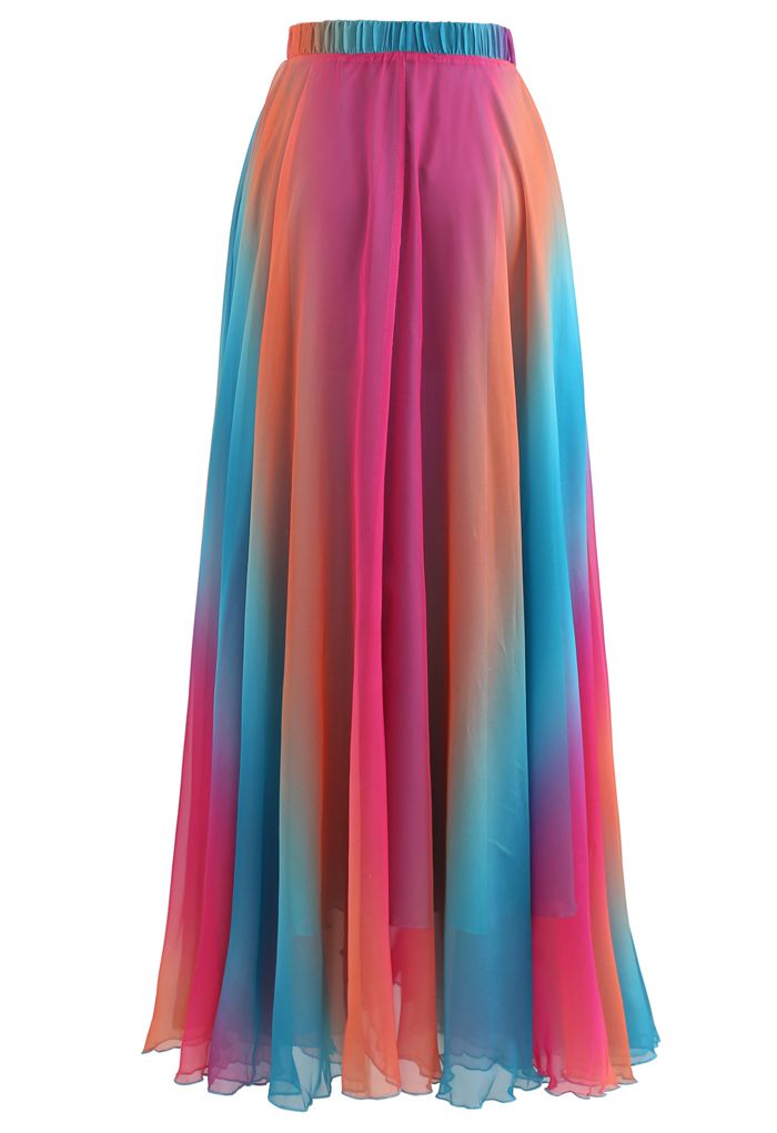 Women Ivory Citrus Bloom Printed Maxi Skirt