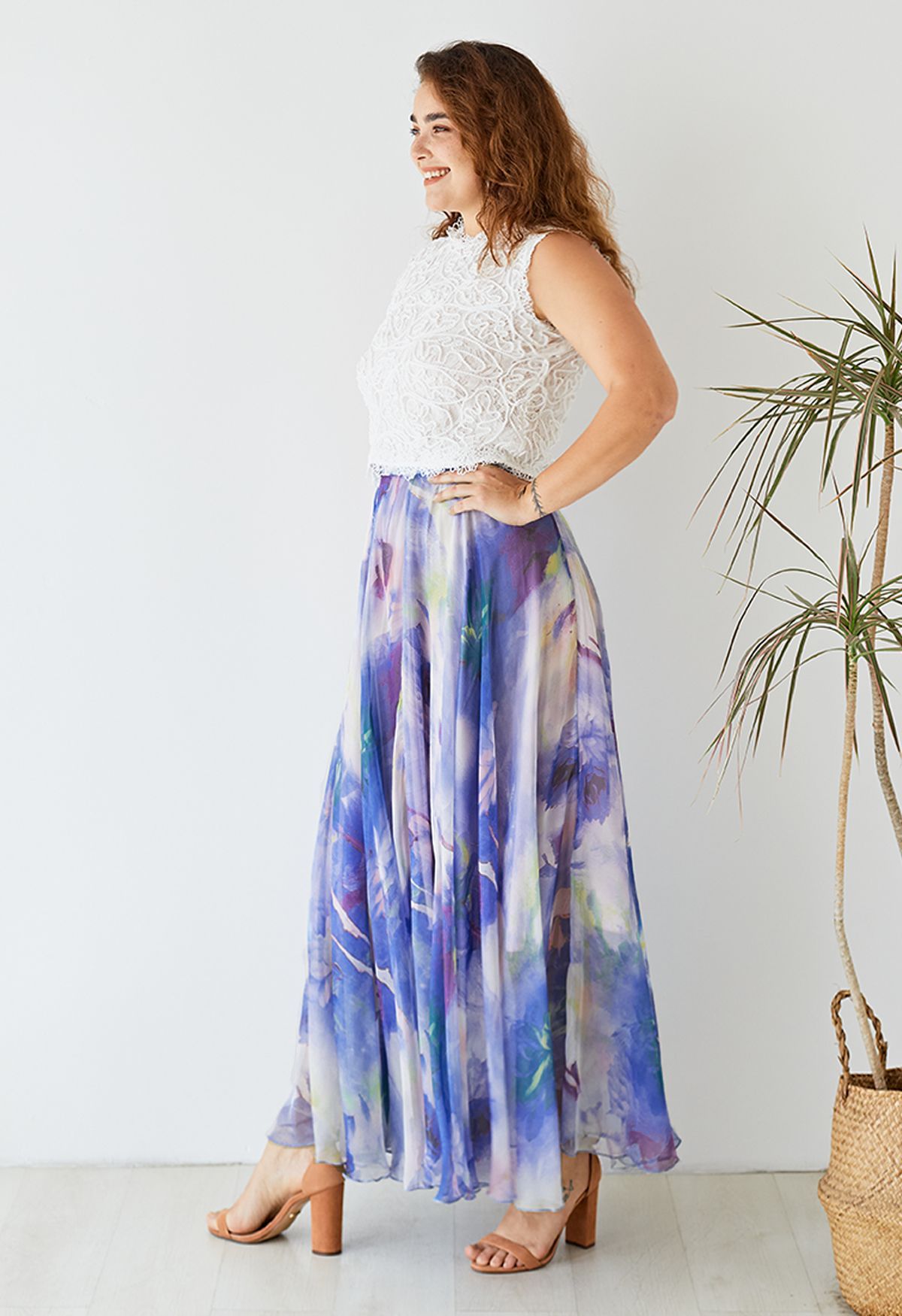 Elegant Lavender Mist Watercolor Maxi Skirt Flowing Silhouette with Soft  Dreamy Pastel Tones for Day to Evening Wear