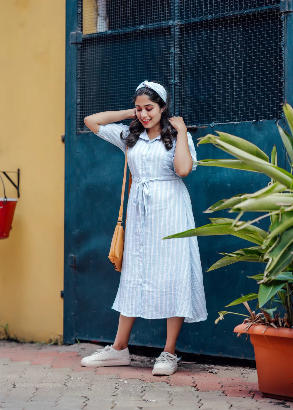 Sky Blue & White Striped Shirt Dress for Women Lightweight Airy Fabric with Casual Chic Summer Vibes Sky Blue / Viscose / S