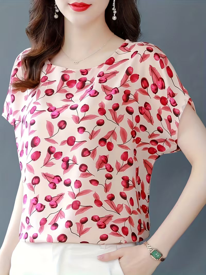 This elegant Berry Floral Print ,Top