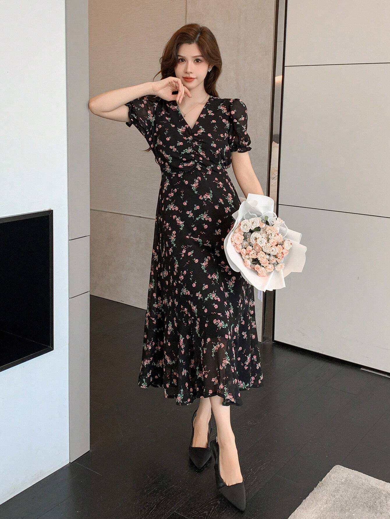 Mini Pink Floral Classic Black