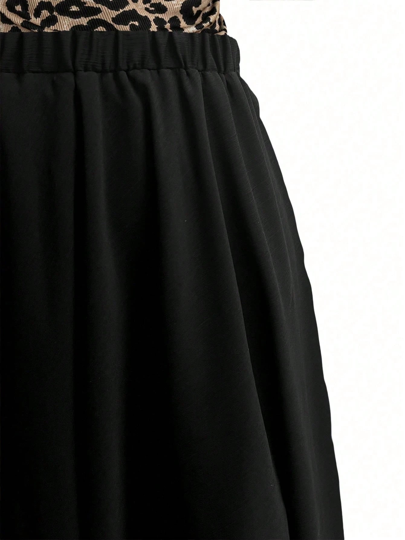 Black Georgette Flowy Maxi Skirt with Elasticated Waist and Sheer Hem