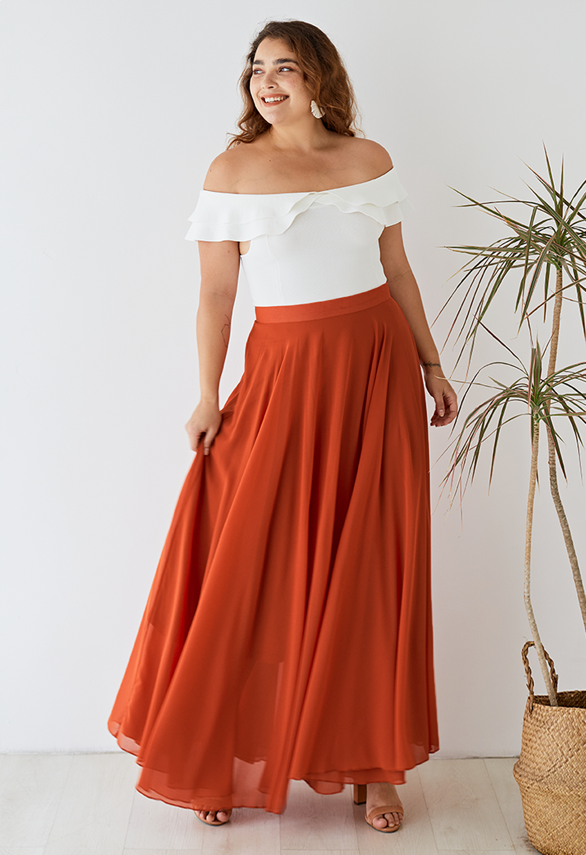 Timeless Favorite Chiffon Maxi Skirt in Orange