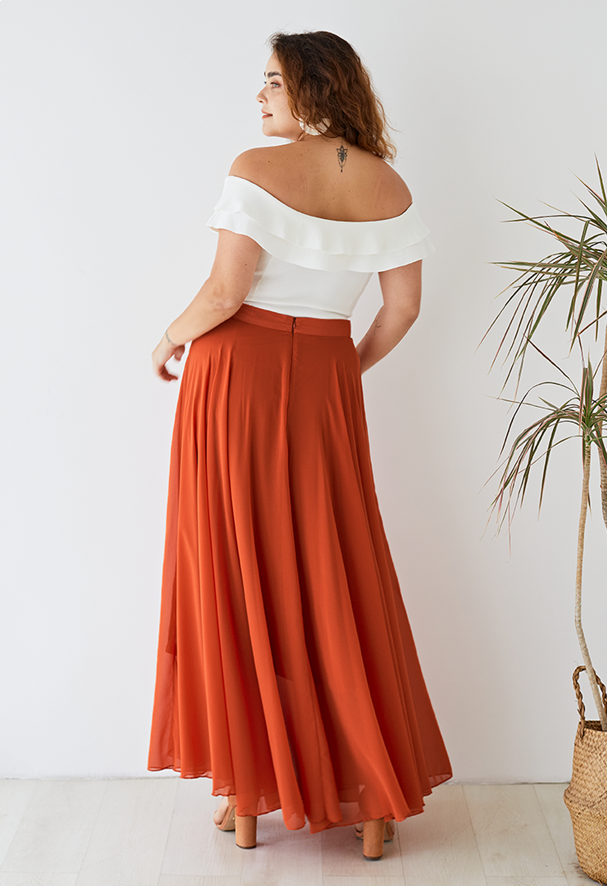 Timeless Favorite Chiffon Maxi Skirt in Orange
