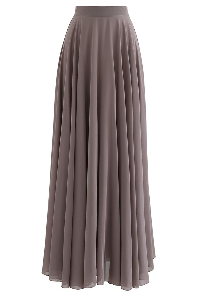 Timeless Favorite Chiffon Maxi Skirt in Taupe