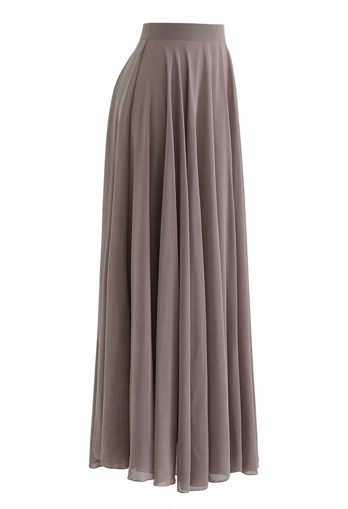 Timeless Favorite Chiffon Maxi Skirt in Taupe