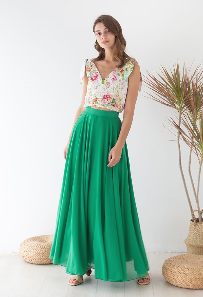 Timeless Favorite Chiffon Maxi Skirt in Green