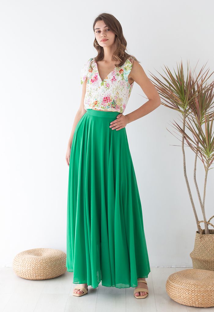 Timeless Favorite Chiffon Maxi Skirt in Green