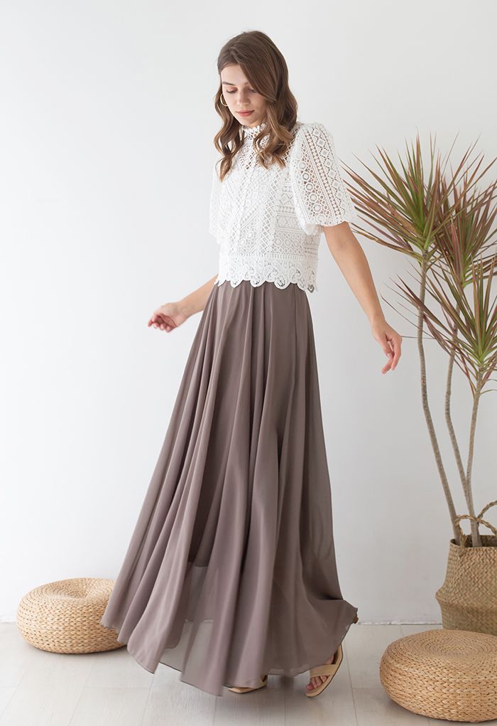 Timeless Favorite Chiffon Maxi Skirt in Taupe