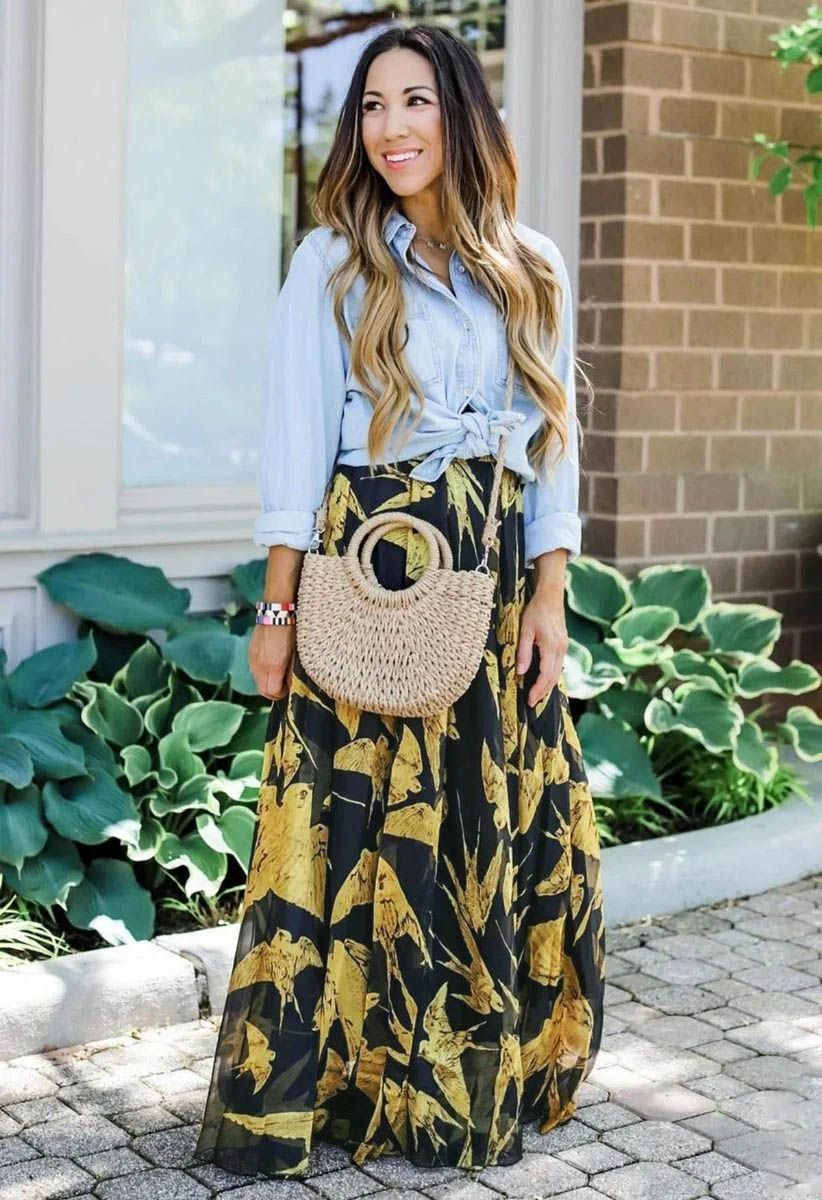 The Midnight Gold Abstract Maxi Skirt