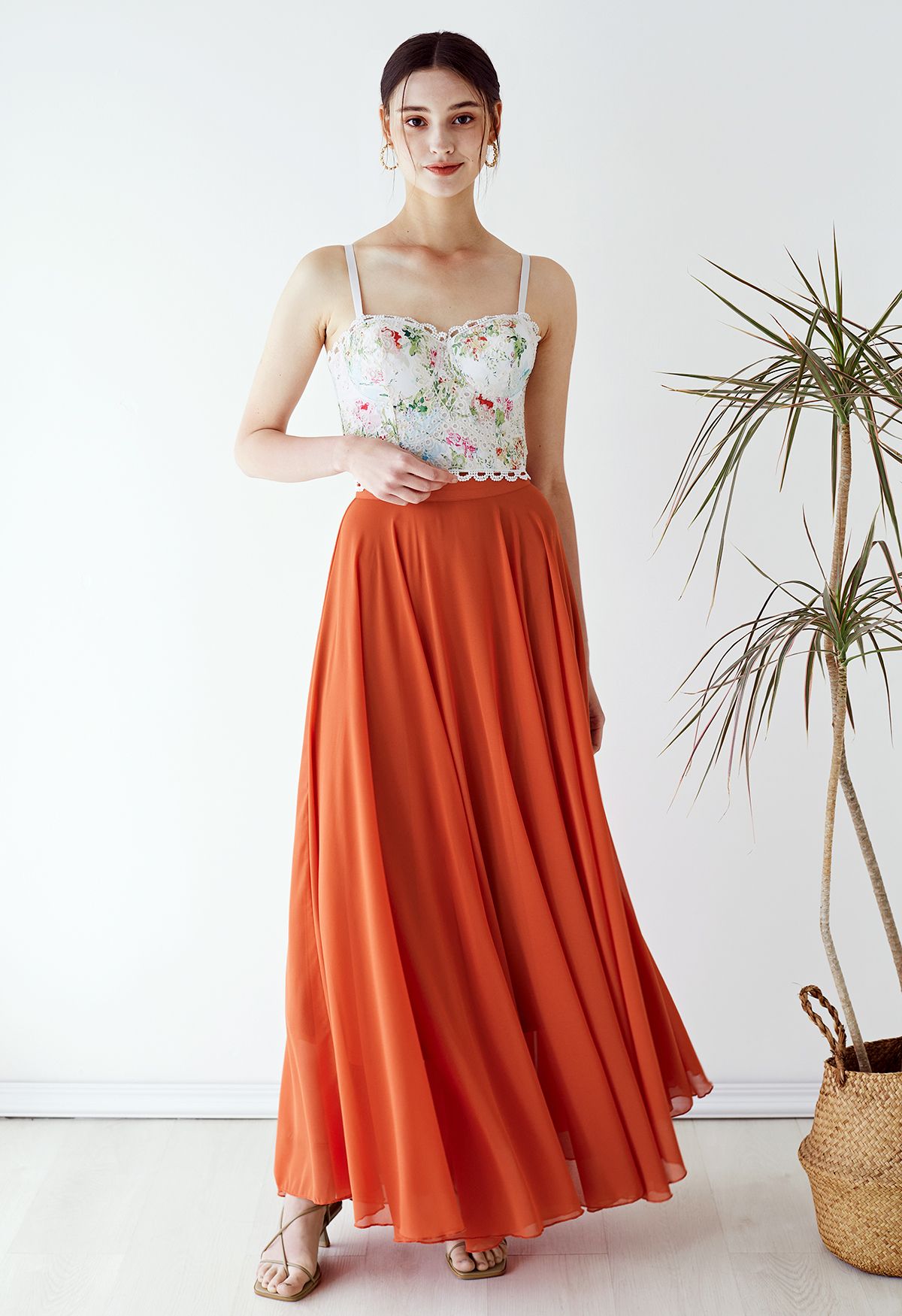 Timeless Favorite Chiffon Maxi Skirt in Orange